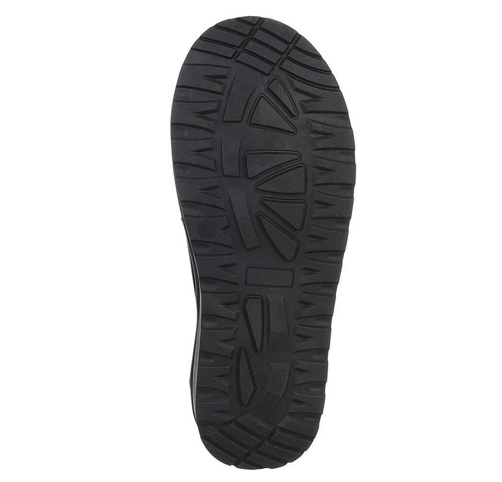 Ital-Design Stilvolle Damen-Lederschuhe für Freizeit und Alltag Snowboots (88519344) Flach Stiefeletten in Schwarz Bild 2
