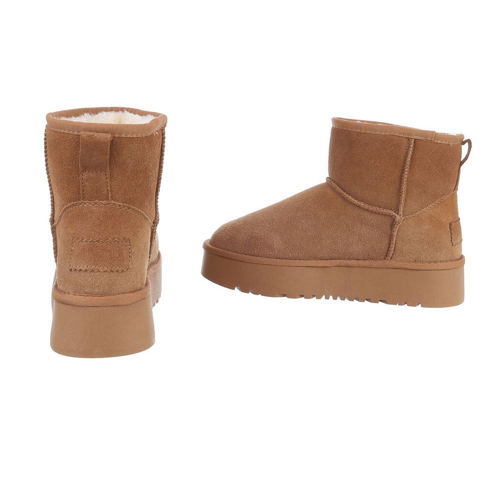 Ital-Design Echte Lederstiefel für Damen – Bequem und Stylish Snowboots (88519321) Flach Stiefeletten in Camel Bild 2
