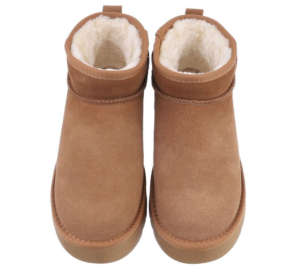 Ital-Design Stilvolle Damen-Lederschuhe für Freizeit und Alltag Snowboots (88519337) Flach Stiefeletten in Camel Bild 2