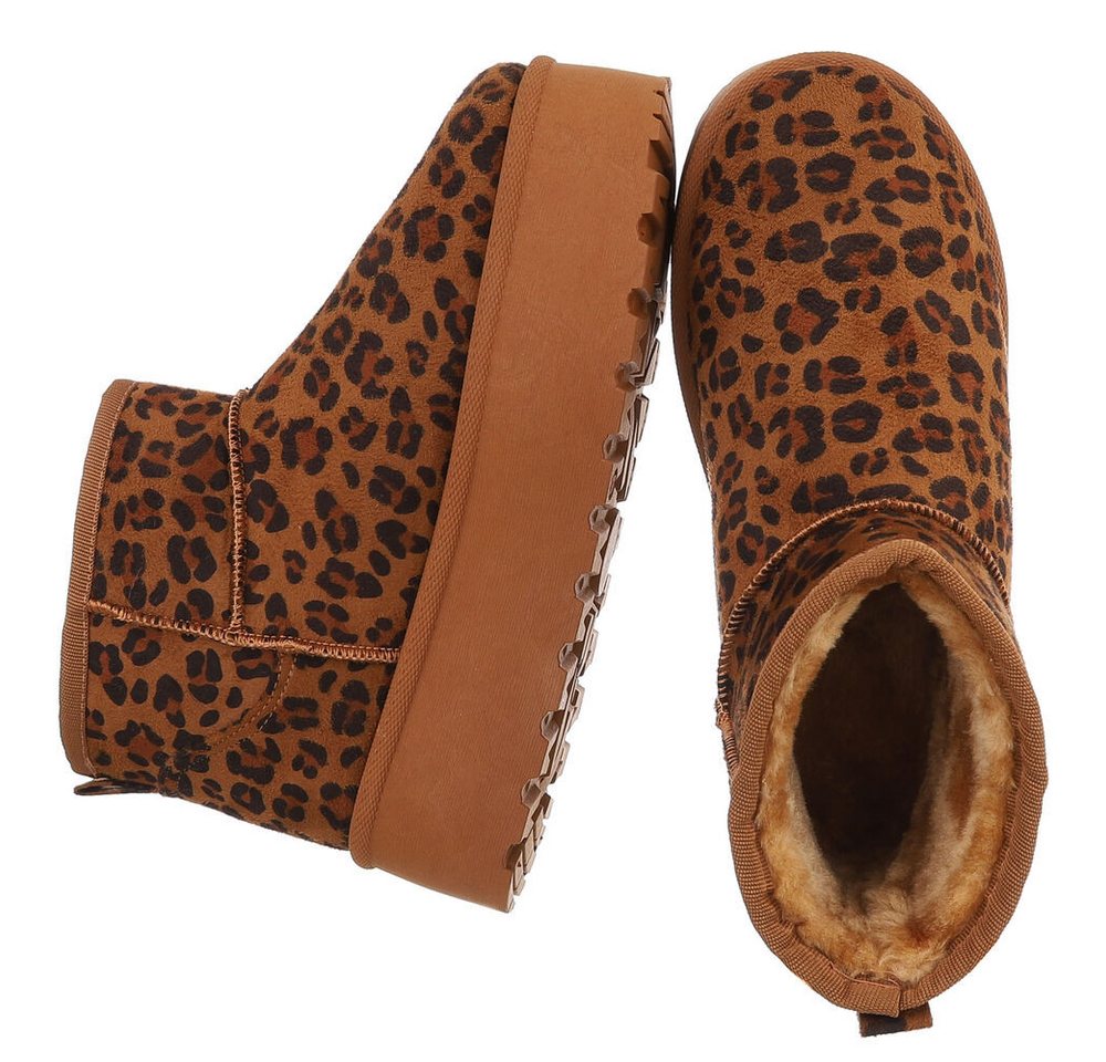 Ital-Design Stilvolle Stiefeletten mit Verzierung für Damen Snowboots (90927540) Flach Stiefeletten in Camel Bild 5