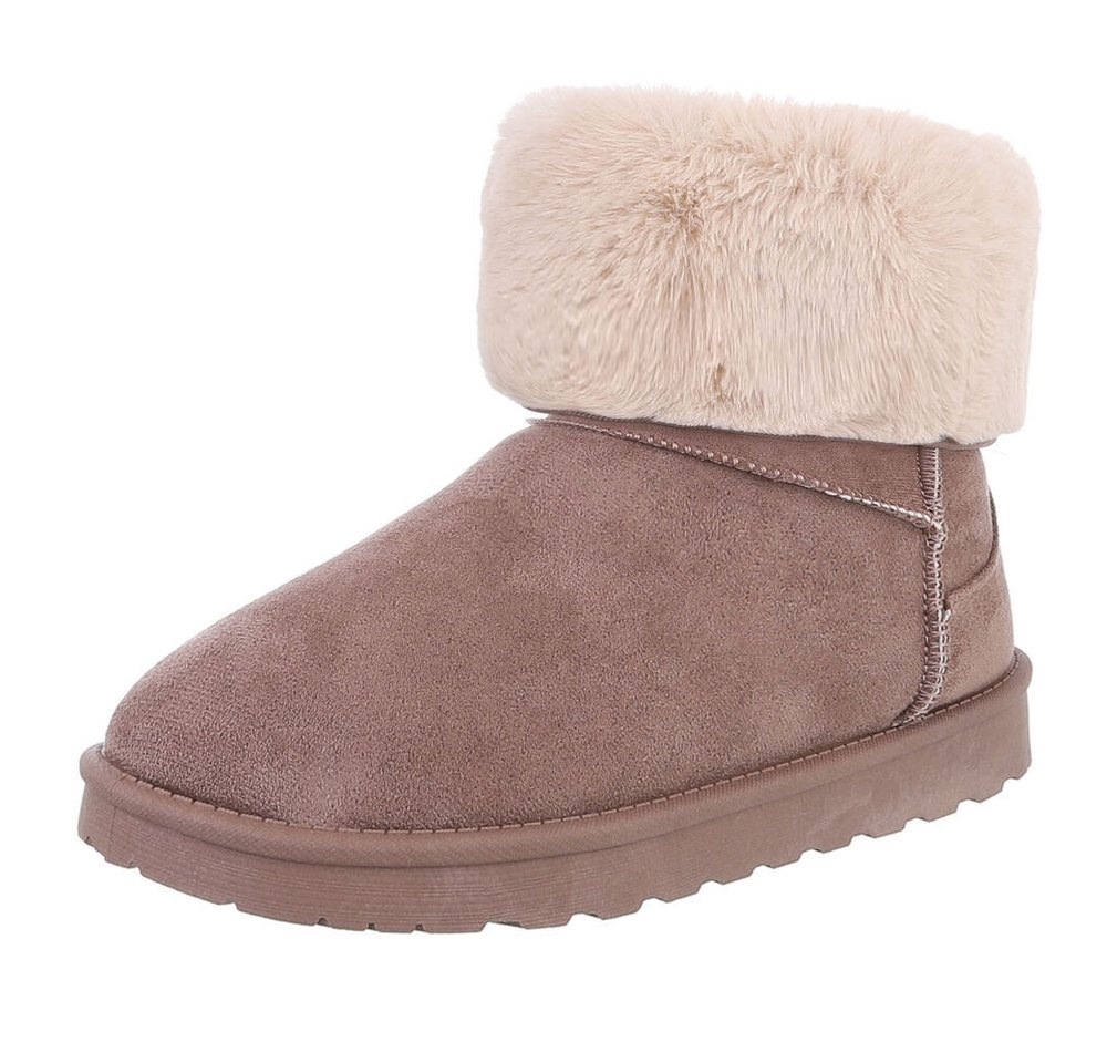 Ital-Design Damen Snowboots Freizeit Snowboots (88460392) Flach Flache Stiefeletten in Hellbraun