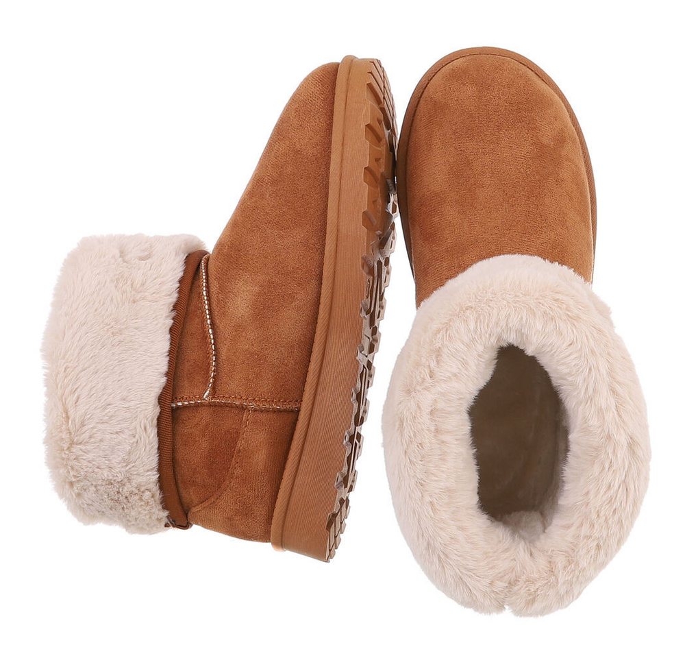 Ital-Design Damen Snowboots Freizeit Snowboots (88460410) Flach Flache Stiefeletten in Camel Bild 4