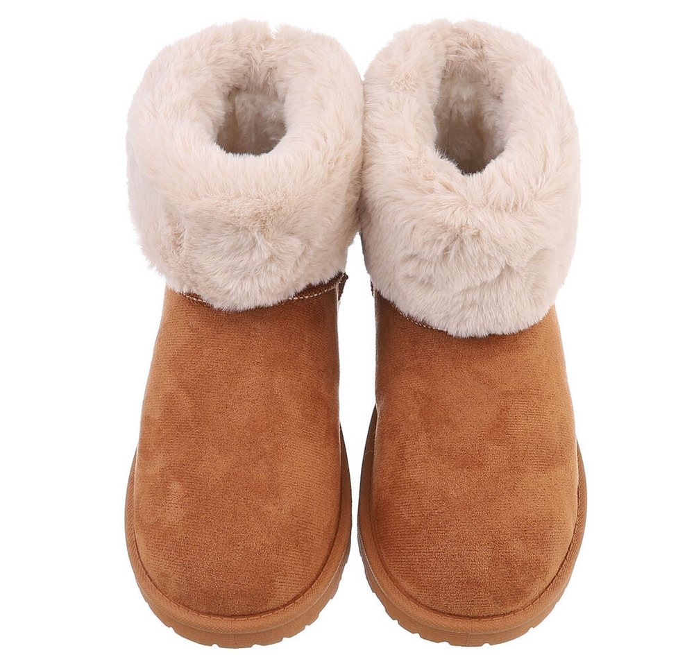 Ital-Design Damen Snowboots Freizeit Snowboots (88460410) Flach Flache Stiefeletten in Camel Bild 5