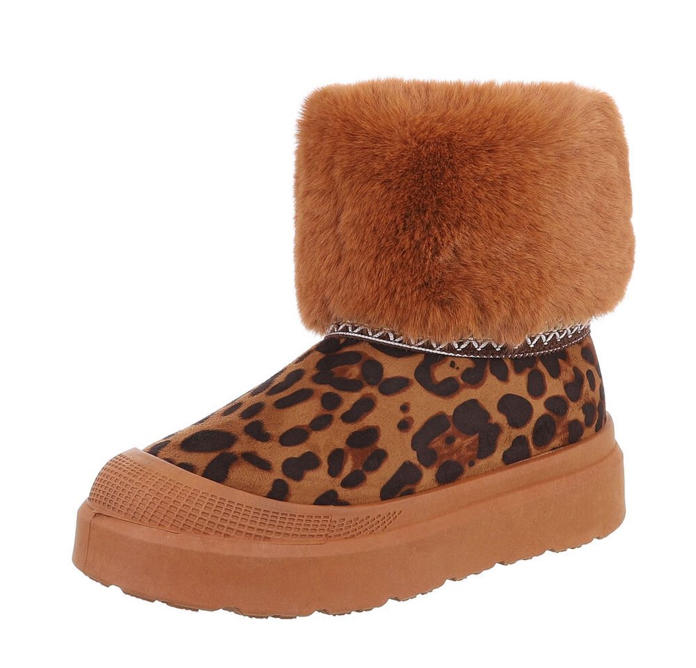 Ital-Design Damen Snowboots Freizeit Snowboots (87531732) Flach Stiefeletten in Leo Bild 3