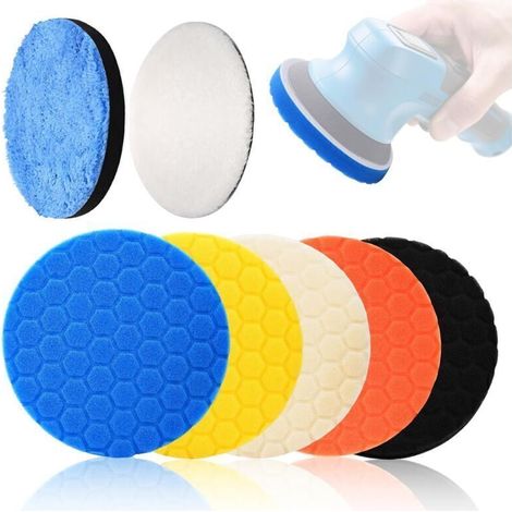 Set Mit 7 Polierpads À 150 Mm, Autopolierset, Sechskantpad, Wollscheibe, Zum Polieren, Schleifen Und Wachsen Von Autos.