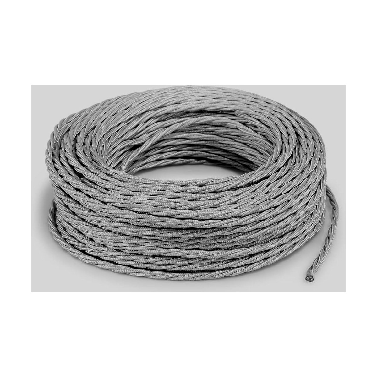 100-m-rolle Vintage-textilkabel Geflochten Grau