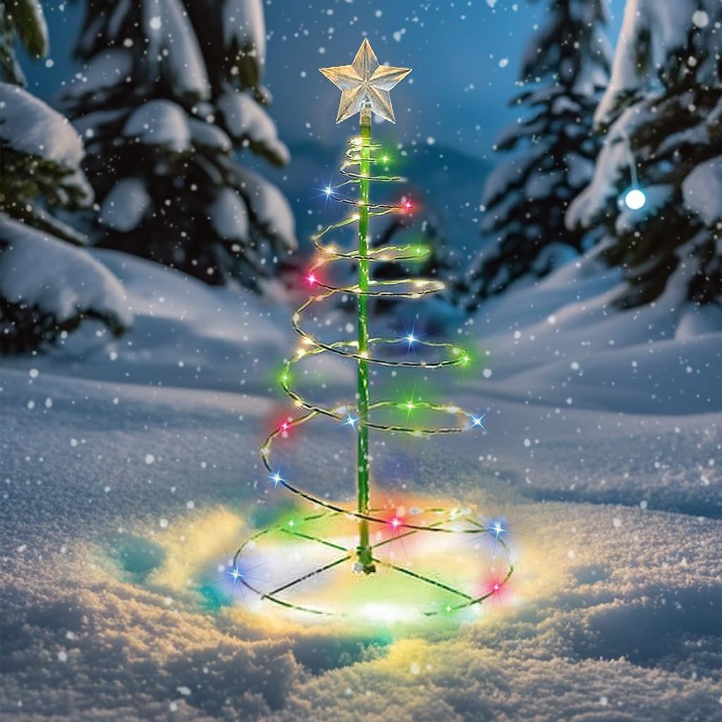 2 Stück Solar-weihnachtsdekoration Für Draußen, Künstlicher Solar-weihnachtsbaum, Gartenlicht Für Draußen, Solar-weihnachtslichterkette Für Draußen, Weihnachtsdekoration Mit Led-lichterbaum (farbe)