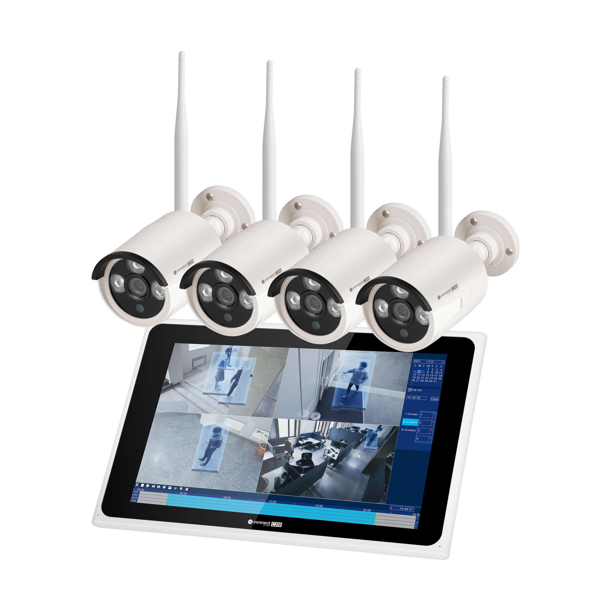 Überwachungsset Mit 4 Wifi Fullhd-kameras Und Tuya Kruger&matz-recorder