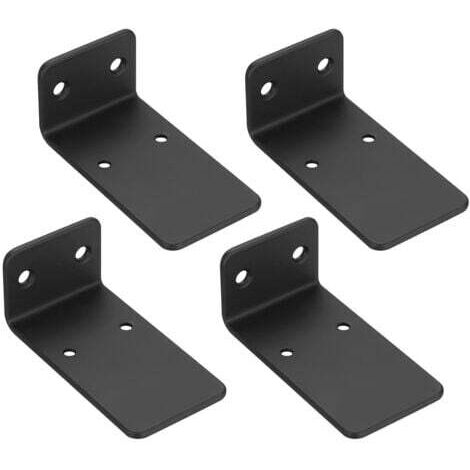 Set Mit 4 Wandregalhalterungen, 90-mm-wandregalhalterungen, L-förmige Wandregalhalterungen, Schwarze Metallhalterungen, Unsichtbare Wandregalbefestigungen