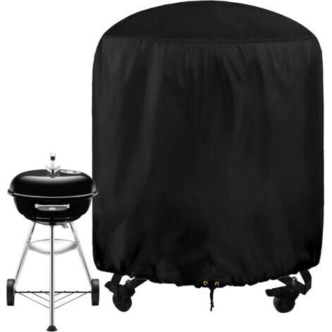 Runde Grillabdeckung, Ø 61 X 72,4 Cm, Wasserdicht, 210d Oxford-gewebe, Mit Kordelzug, Uv-, Wind- Und Reißfest, Für Den Außenbereich.