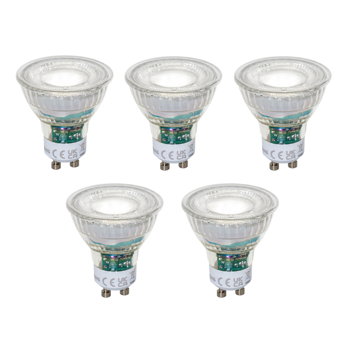 Qazqa 5er-set Gu10 50mm Dimmbare Led-leuchtmittel Klar 2,5w 450