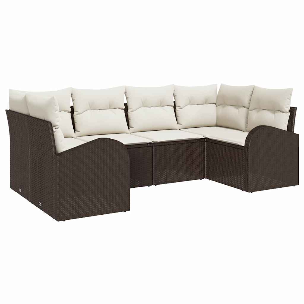 Maison Exclusive - Gartensofa-set 6 Stk. 6-sitzer Braun Poly-ratt