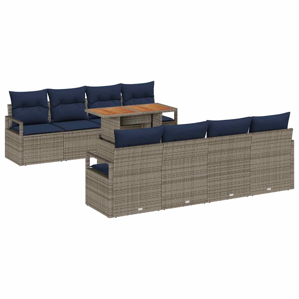 Maison Exclusive - Gartensofa-set 9 Stk. 8-sitzer Grau