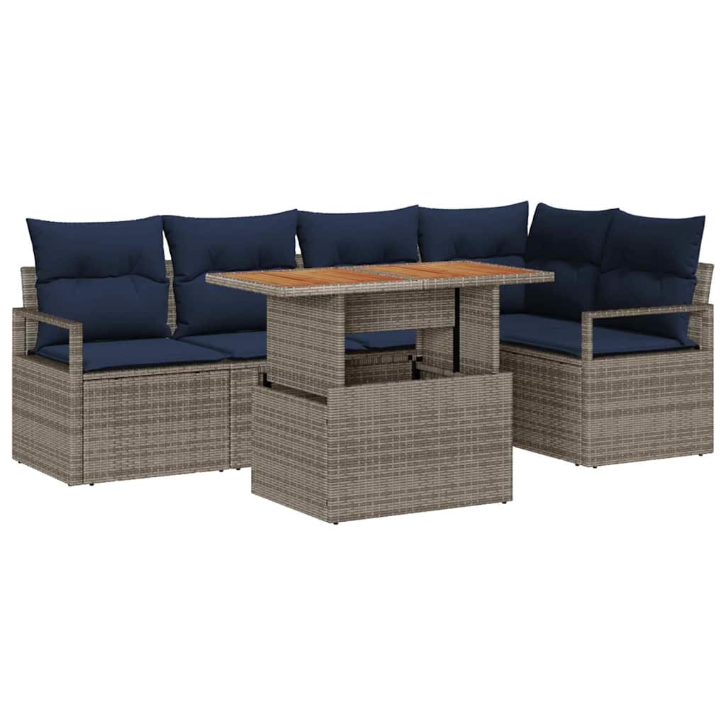 Maison Exclusive - Gartensofa-set 6 Stk. 5-sitzer Grau