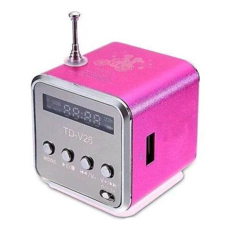 Mini Td-v26 Digitales Fm-radio, Tragbarer Lautsprecher, Fm-empfänger Mit Lcd-stereolautsprecher, Mikrofon, Tf-kartenunterstützung, A2-kartensteckplatz, Pink