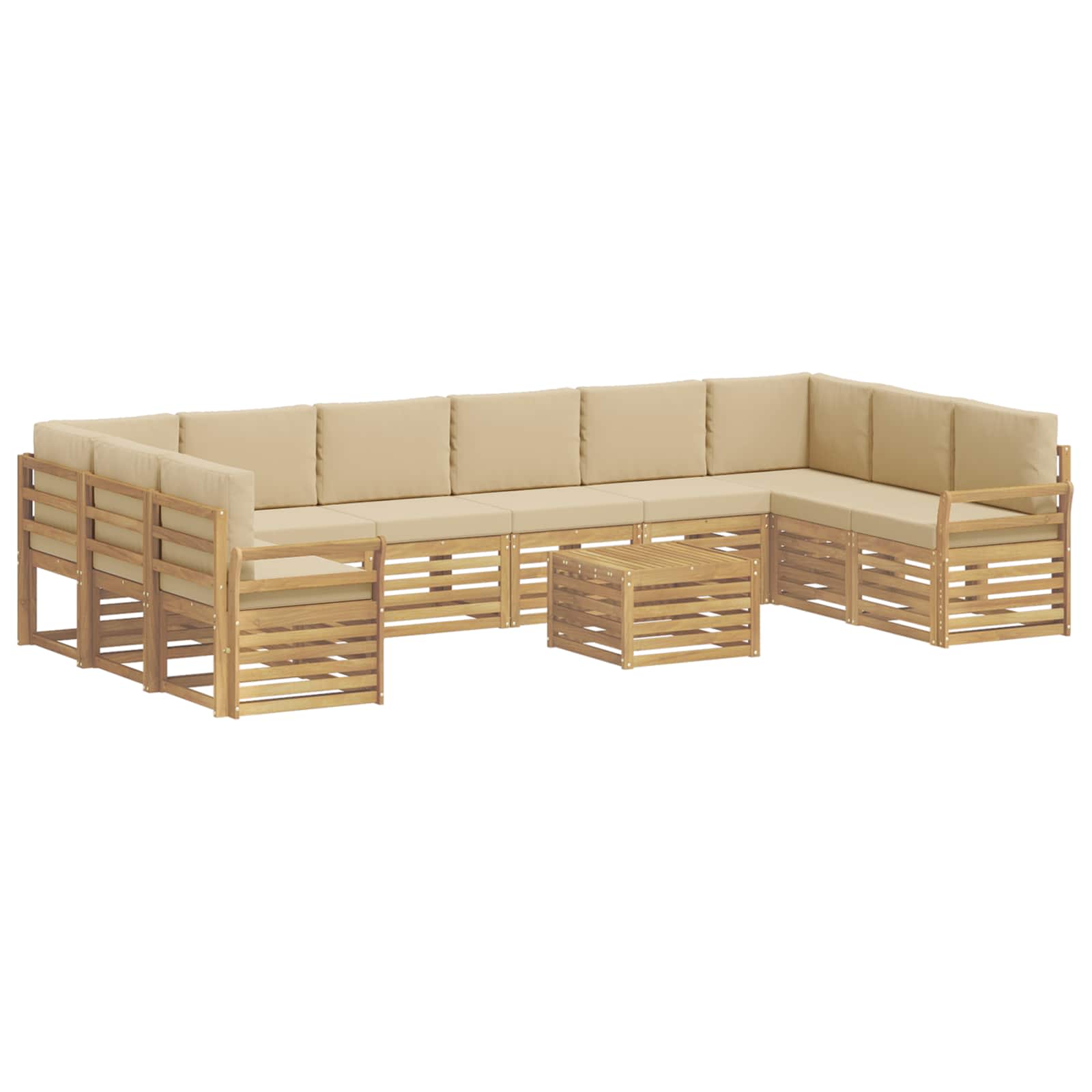 Outdoor-sofagarnitur 11 Stk. 10-sitzer Weiß Und Beige Polyester Vidaxl