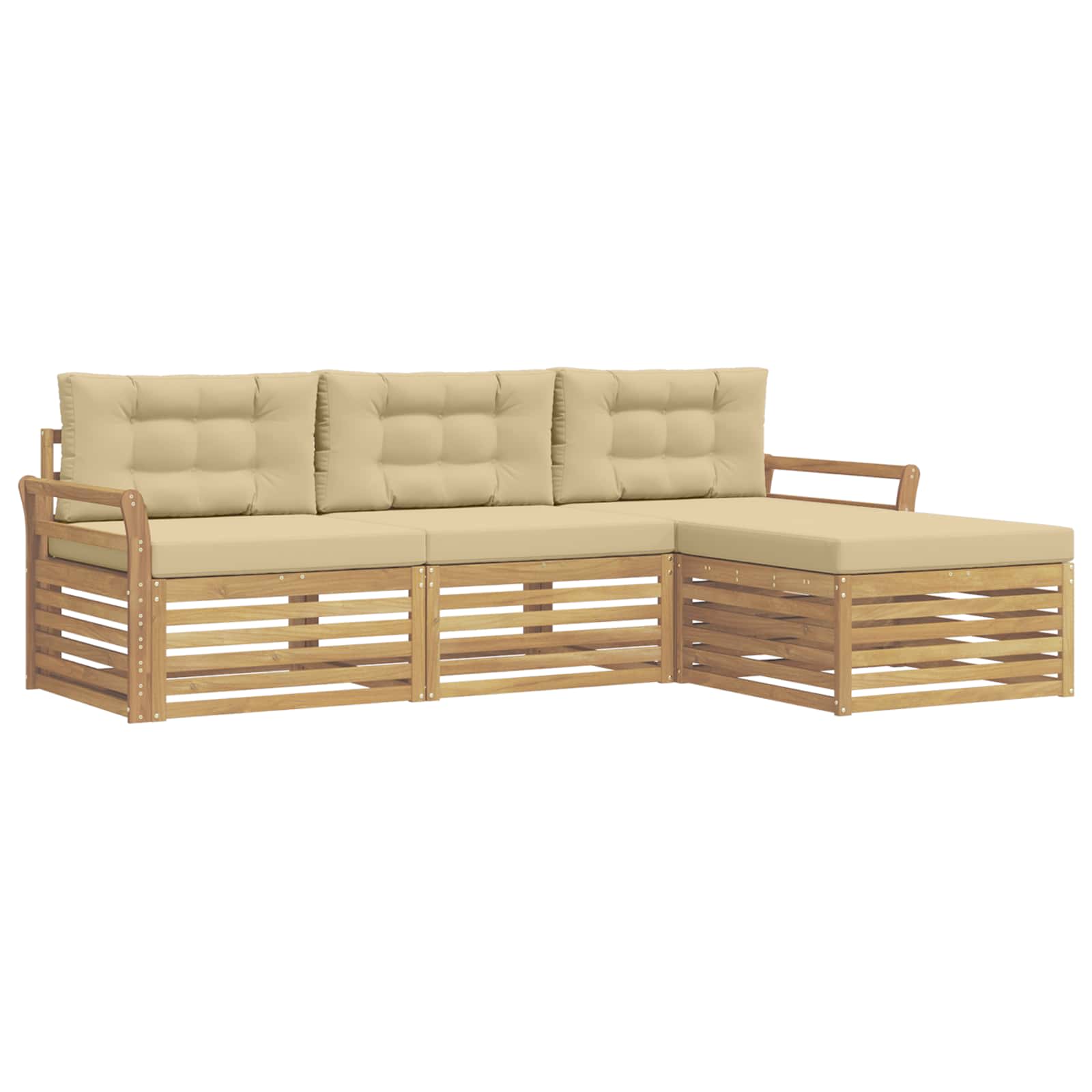 Outdoor-sofagarnitur 4 Stk. 3-sitzer Weiß Und Beige Vidaxl