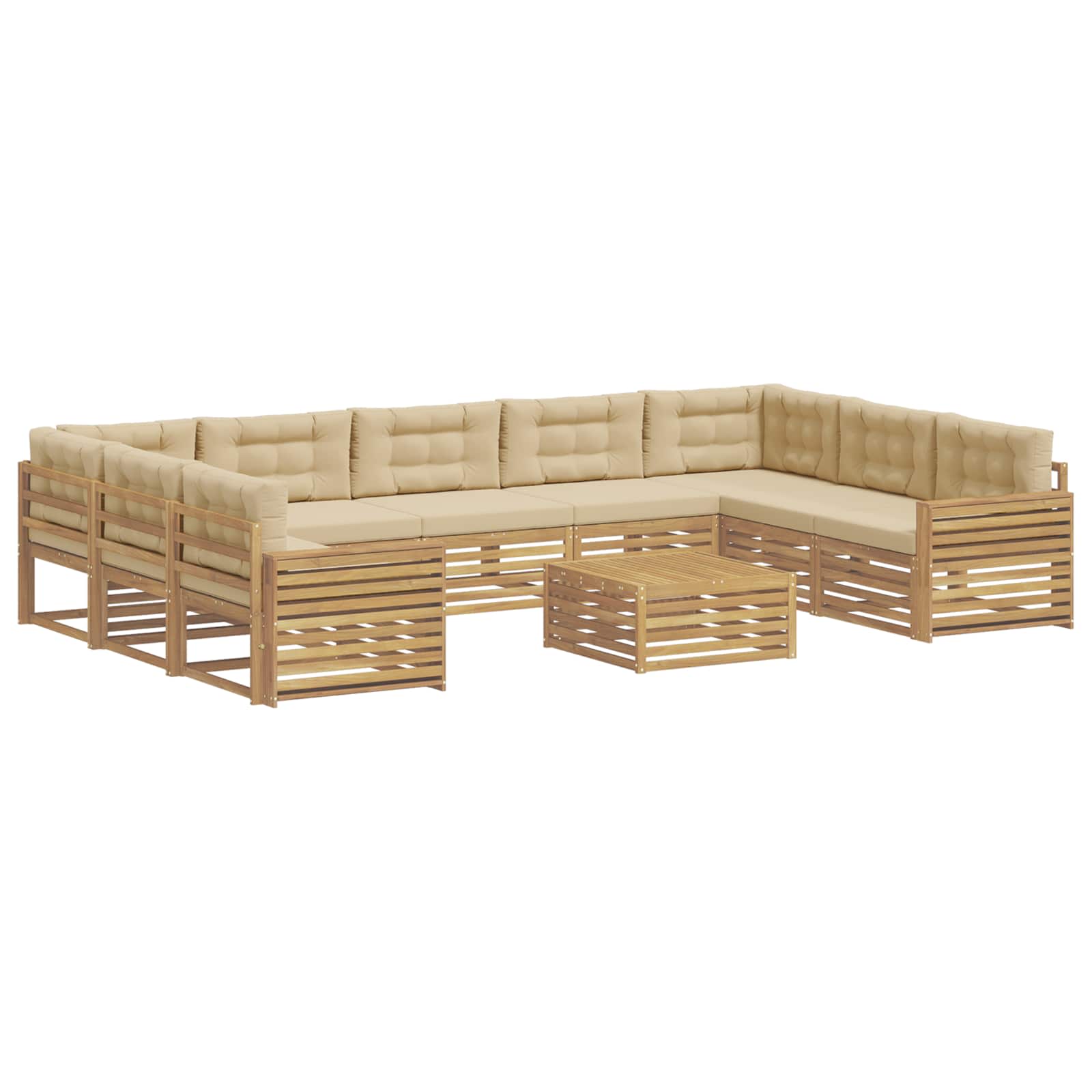 Outdoor-sofagarnitur 10 Stk. 9-sitzer Weiß Und Beige Vidaxl