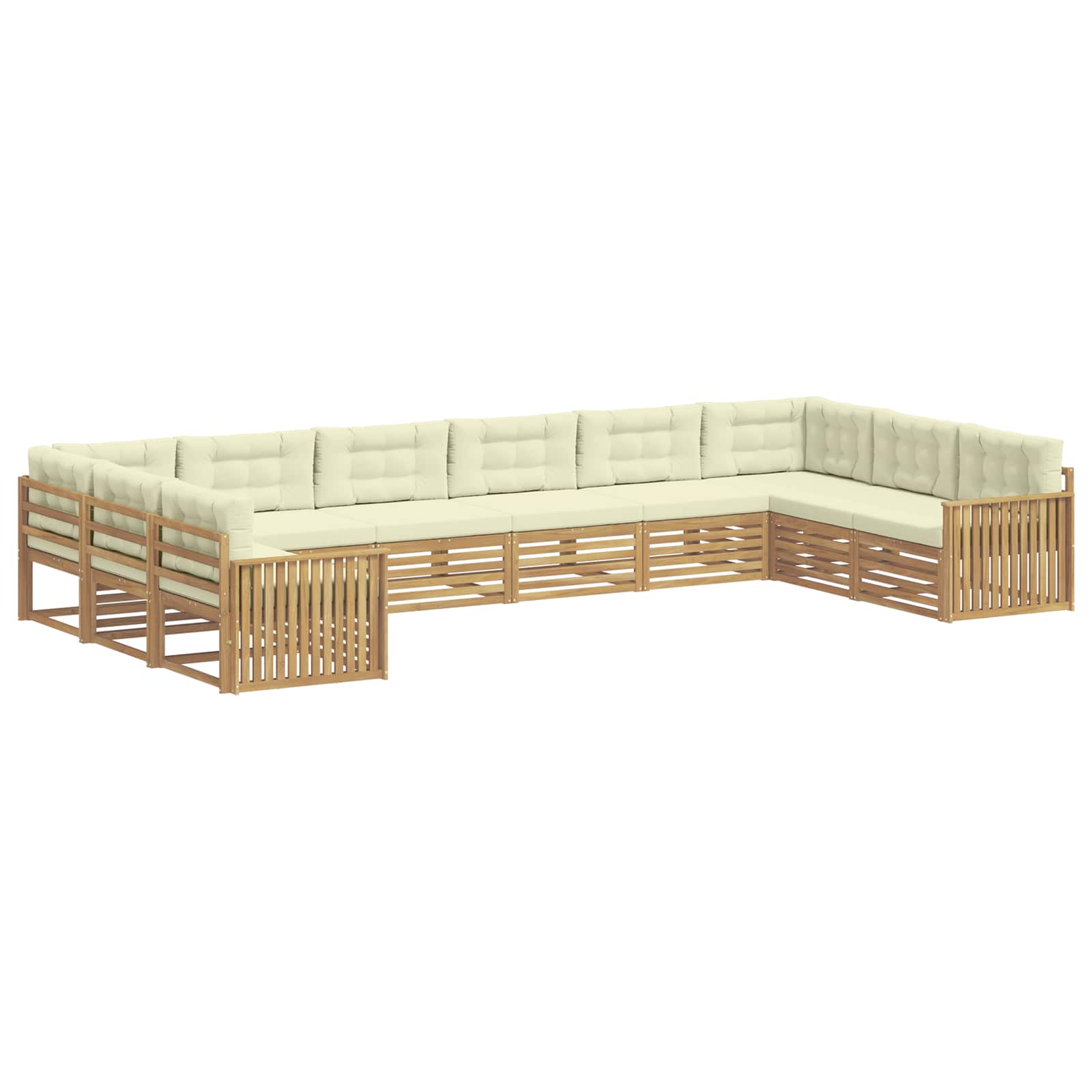 Sofagarnituren 10 Stk. 10-sitzer Weiß Und Creme Polyester Vidaxl
