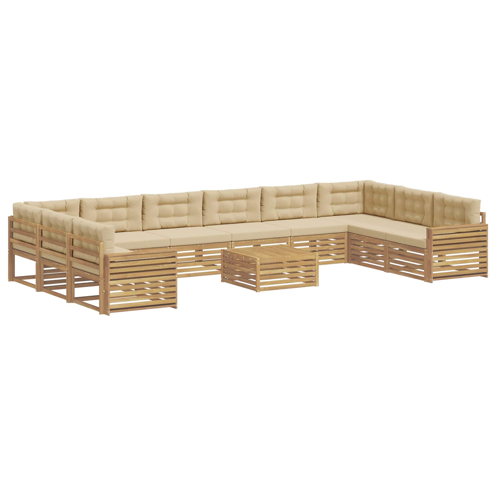 Sofagarnituren 11 Stk. 10-sitzer Weiß Und Beige Polyester Vidaxl
