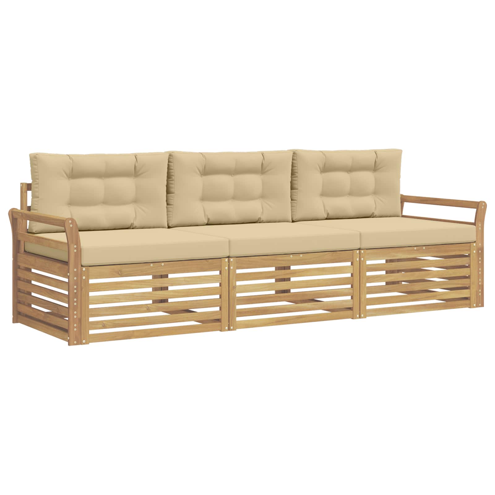 Outdoor-sofagarnitur 3 Stk. 3-sitzer Weiß Und Beige Vidaxl