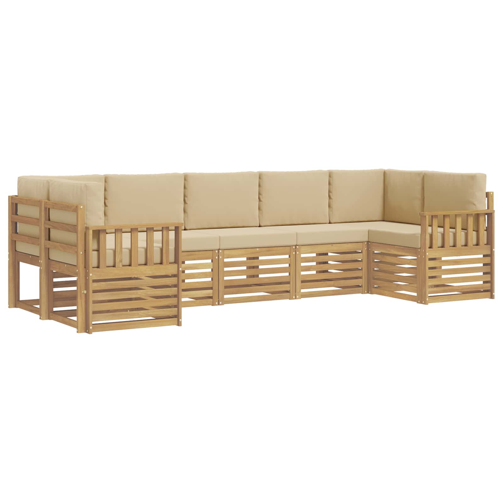 Outdoor-sofagarnitur 6 Stk. 7-sitzer Weiß Und Beige Polyester Vidaxl