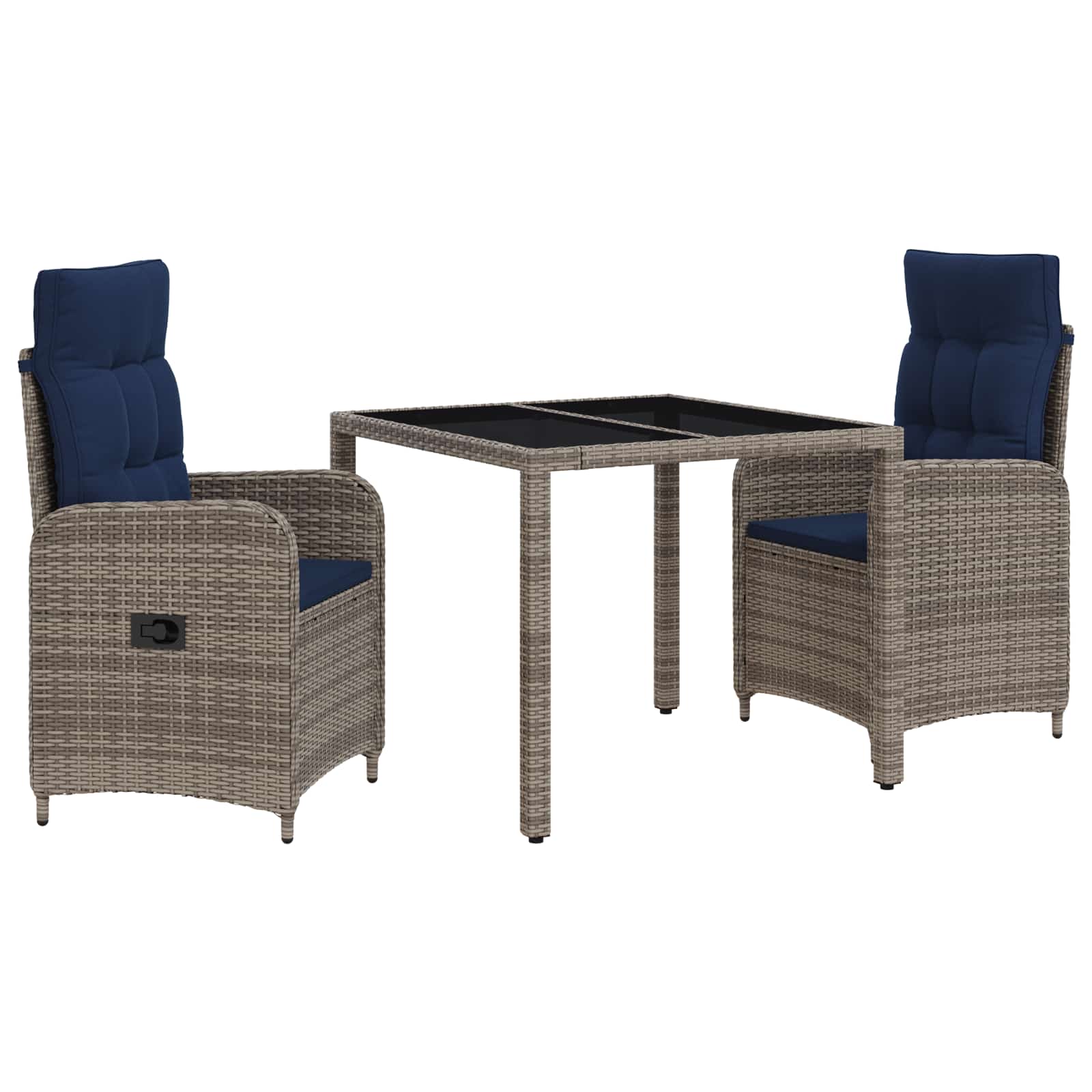 Outdoortisch-set 3 Stk. Grey And Navy Blue 90 X 90 X 75 Cm Vidaxl