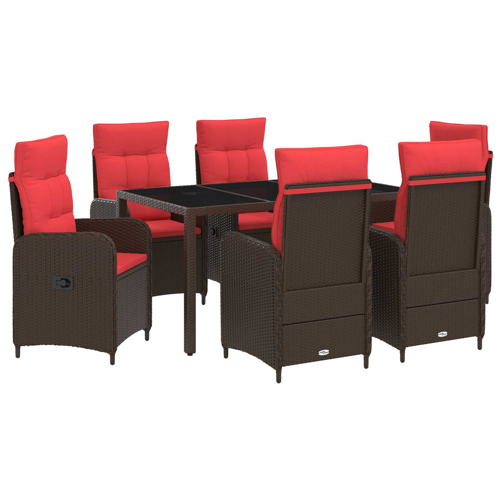 Outdoortisch-set 7 Stk. Brown And Red 150 X 90 X 75 Cm Vidaxl