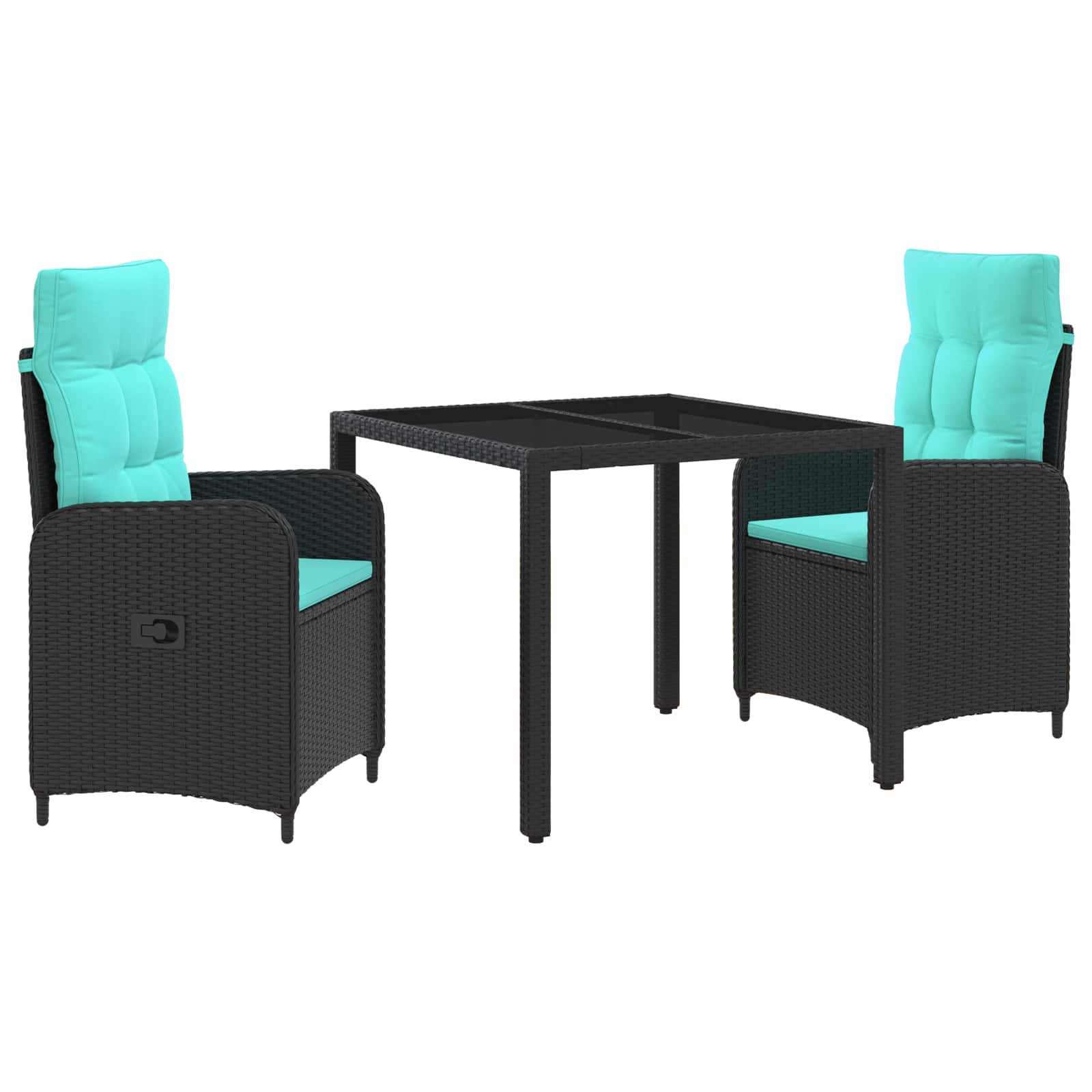 Outdoortisch-set 3 Stk. Black And Turquoise 90 X 90 X 75 Cm Vidaxl