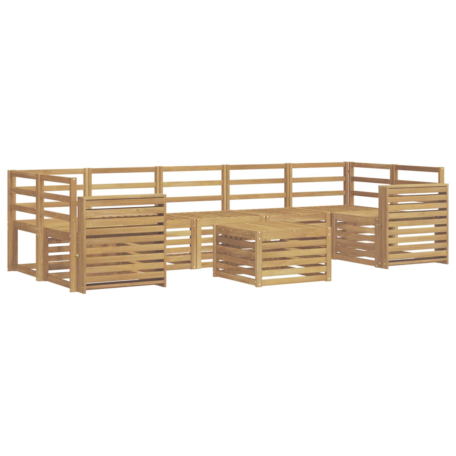 Outdoor-sofagarnitur 8 Stk. 7-sitzer Weiß Massivholz Akazie Vidaxl