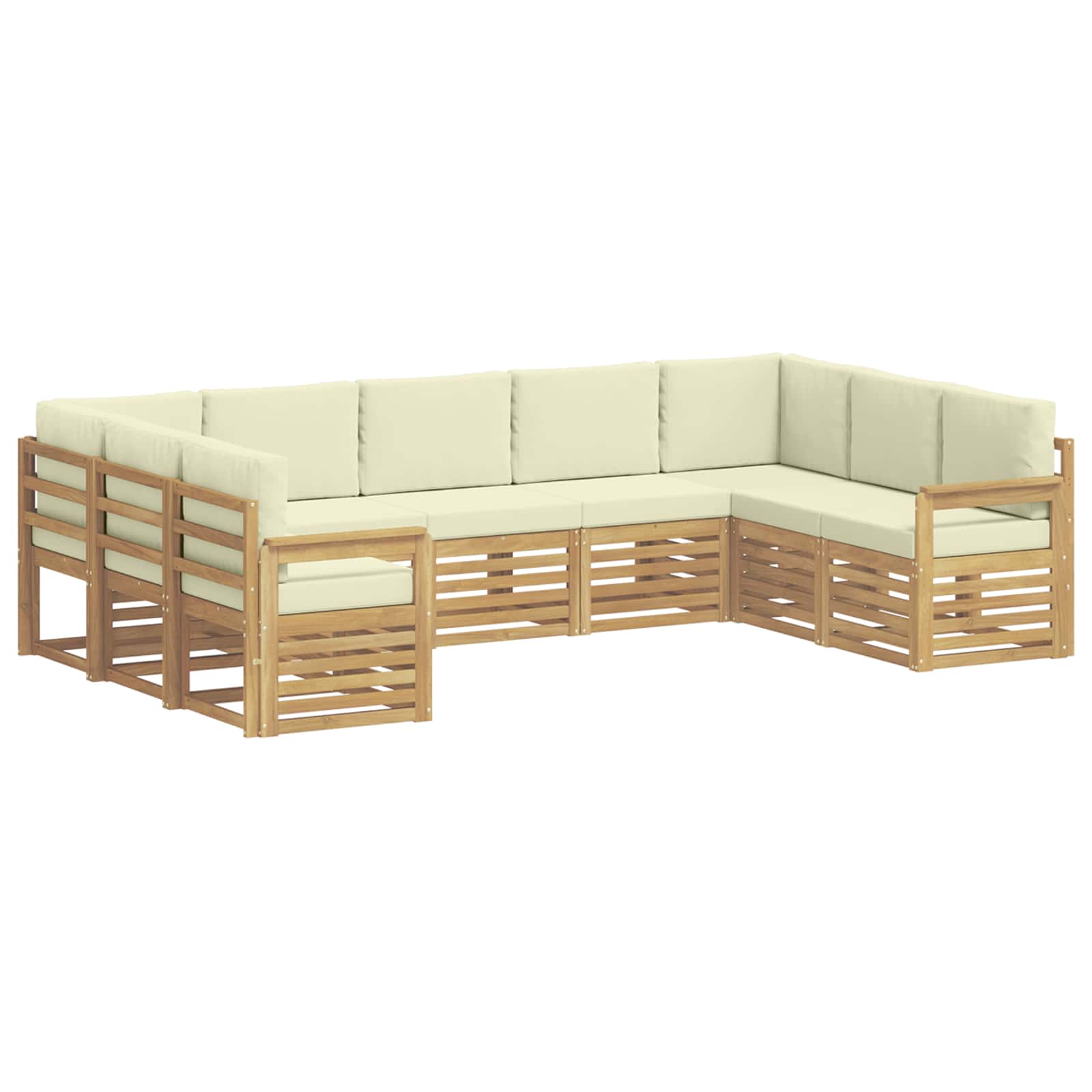 Outdoor-sofagarnitur 7 Stk. 9-sitzer Weiß Und Creme Polyester Vidaxl