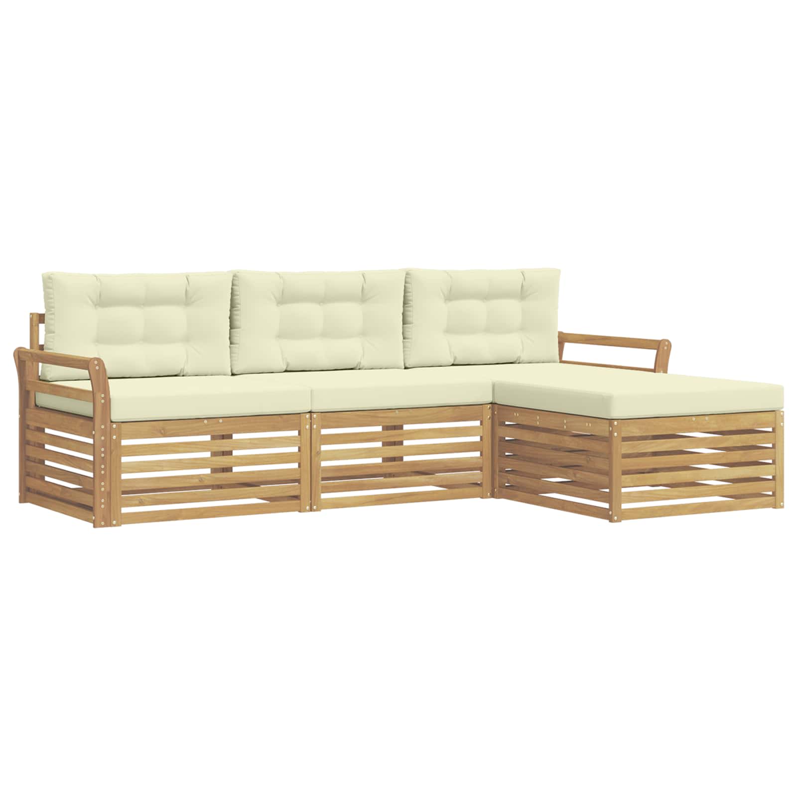 Outdoor-sofagarnitur 4 Stk. 3-sitzer Weiß Und Creme Vidaxl