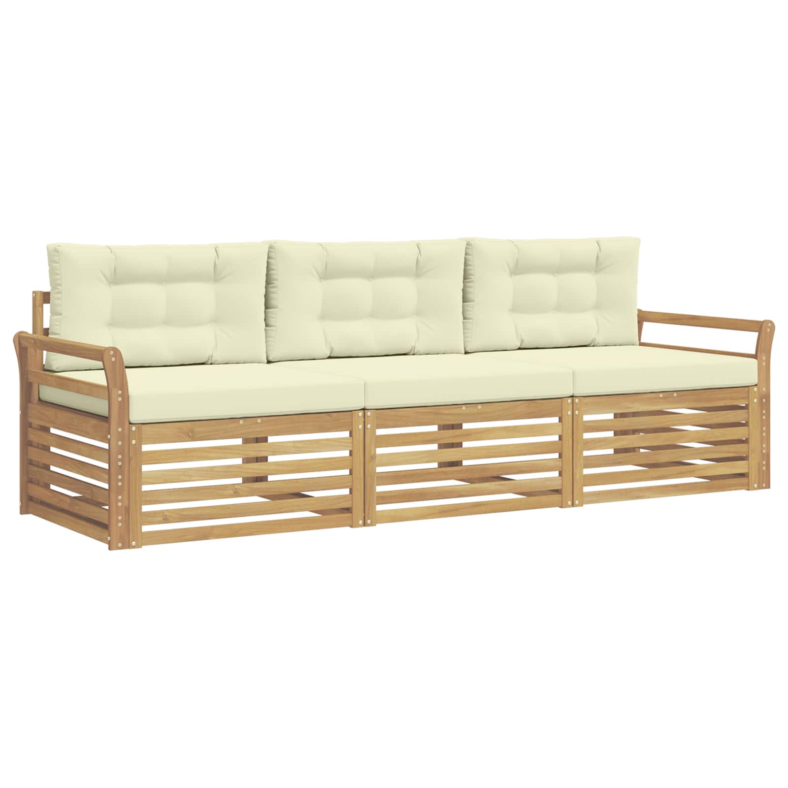 Outdoor-sofagarnitur 3 Stk. 3-sitzer Weiß Und Creme Vidaxl