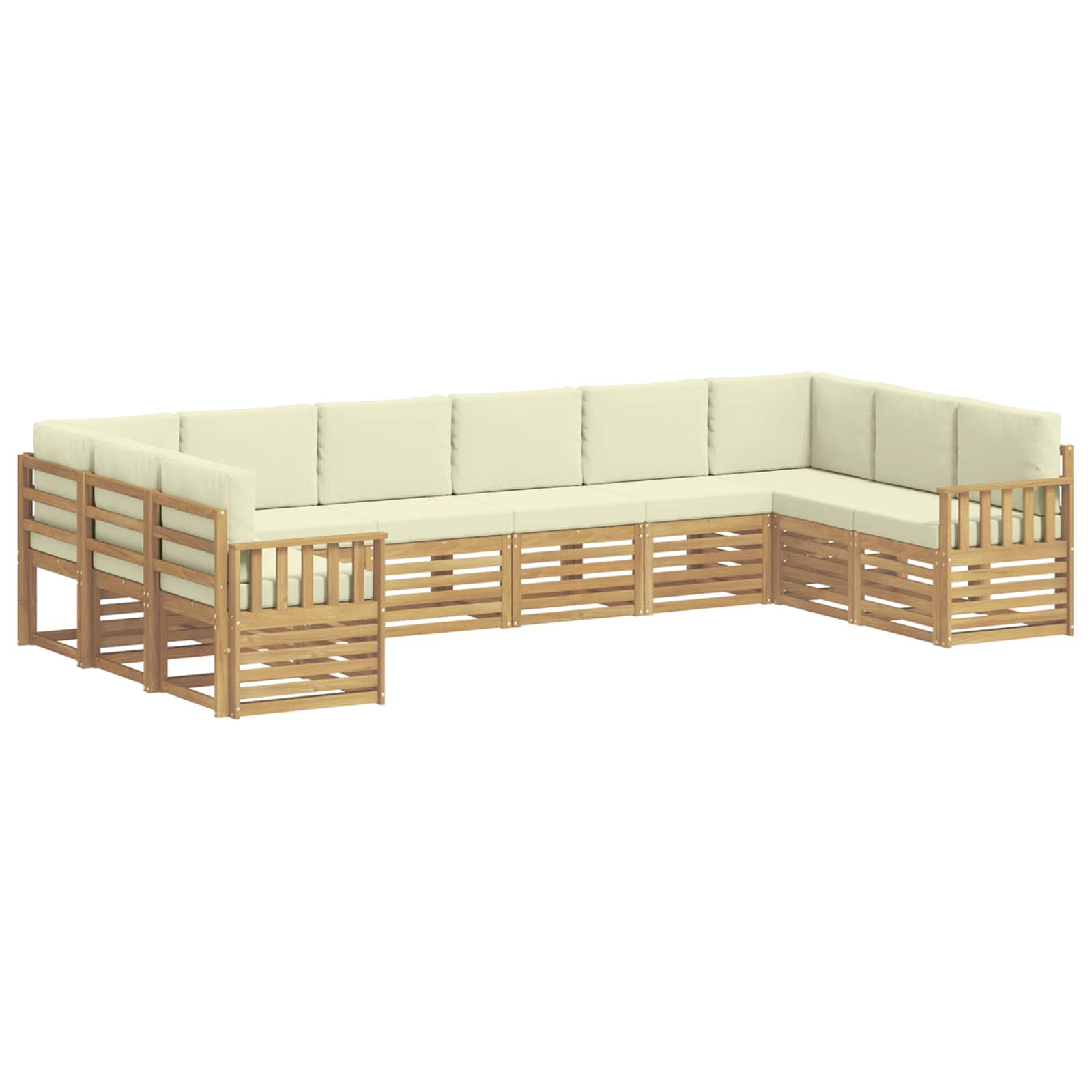 Outdoor-sofagarnitur 10 Stk. 10-sitzer Weiß Und Creme Polyester Vidaxl