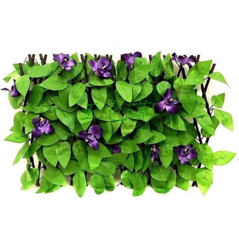 Ausziehbare Rankgitter – Verstellbarer Holzzaun Mit Künstlichen Grünpflanzen – Dekorativer Sichtschutz Für Garten, Balkon Und Terrasse (lila Orchidee) – 40 Cm