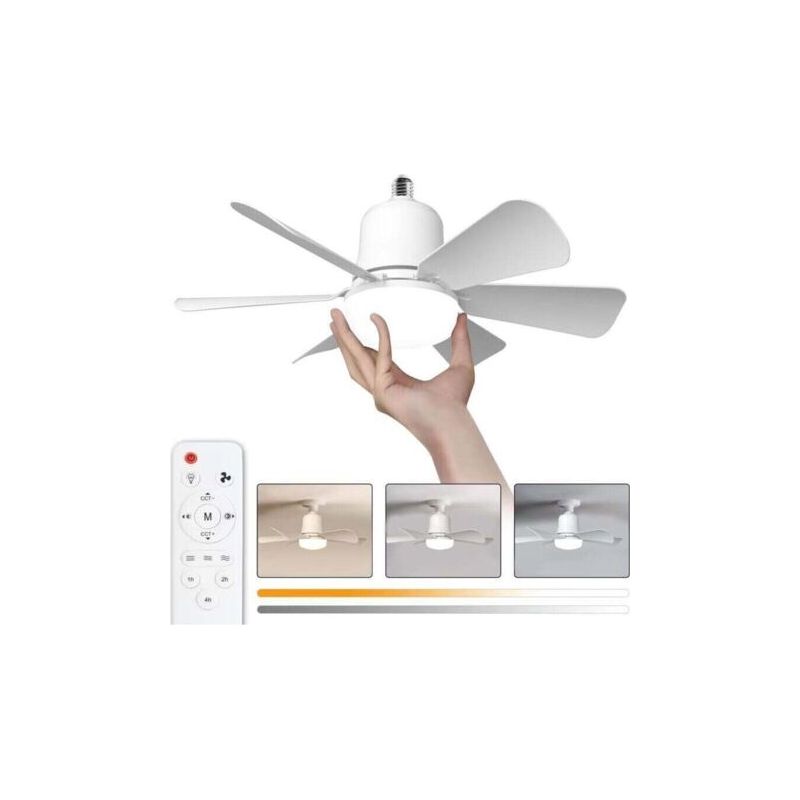 Barkbusters Deckenventilator Mit Licht, 30-w-deckenventilatorlampe Mit E27-fassung, Dimmbarer Led-deckenventilator Für Schlafzimmer, Wohnzimmer, 3 Geschwindigkeiten, 6 Flügel (weiß, 30 W)