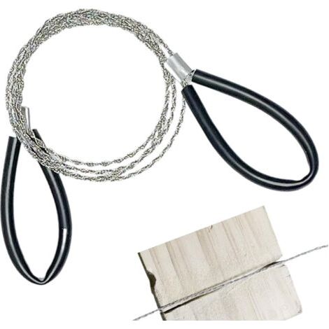 Bunthaus Edelstahl-drahtsäge Für Pvc-rohre, Schläuche, Rohre, Allgemeine Werkzeuge, 75 Cm Lange, Gezahnte Drahtsäge Mit Zwei Griffen Zum Schneiden Von Holz, Kunststoff, Knochen Und Gummi