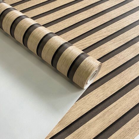 Bunthaus Holzoptik-tapete, Braun, Akustikpaneele, 3d-effekt, Skandinavische Holzpaneele, Natürliche Optik, Modern, 9,5 X 0,53 M