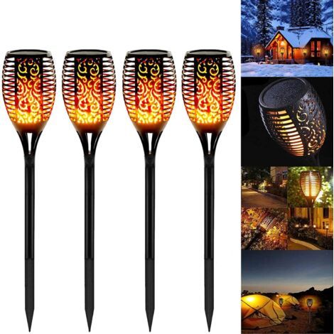 Bunthaus Gartenfackeln, 4er-pack Led-solar-fackeln Mit Flammeneffekt, Ip65 Wasserdicht, Dekorative Lampen & Solarleuchten, Garten-/weg-/hofdekoration