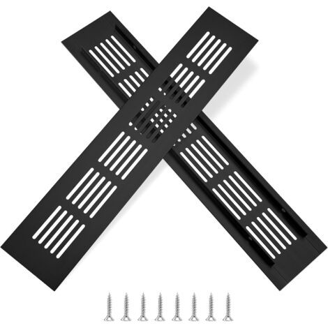 Bunthaus 25 X 5 Cm Schwarzes 2-teiliges Aluminium-lüftungsgitter Rechteckiges Lüftungsgitter Mit Schrauben Zur Belüftung Von Schränken Und Schlafzimmern
