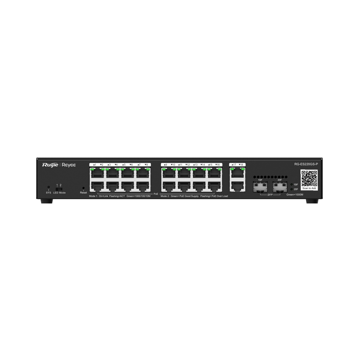 Ruijie Networks Rg-es220gs-p Network Switch Managed L2 Gigabit Ethernet (10/100/1000) Power Over Ethernet (poe) Black