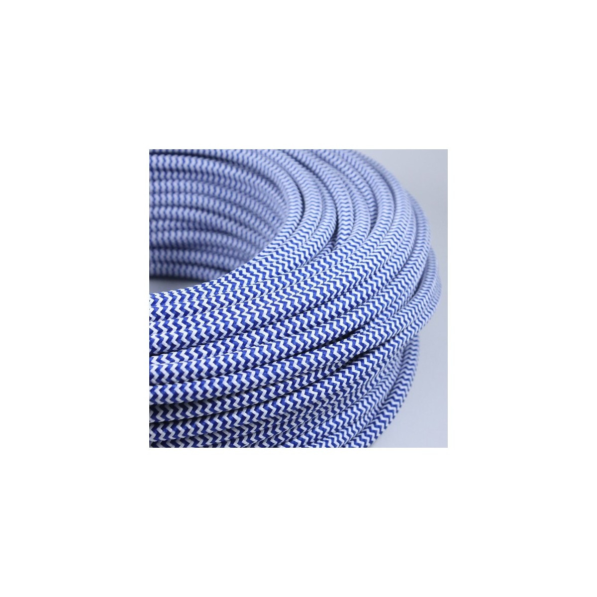 100-m-rolle Vintage-textilkabel Chevron Blau/weiß
