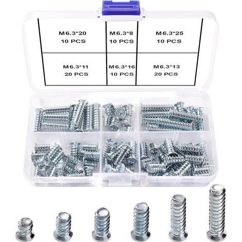 80-teiliges M6.3 Euro-schraubenset, Speziell Für Möbel, Schubladenschienen, Küchenschranktüren, Kleiderschränke Und Scharniere