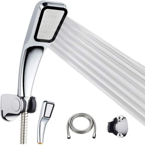 Enowelir Duschkopf-set, Duschkopf, 1,5 M Edelstahl-brauseschlauch, Verstellbare Halterung, 300-loch-wasserdruckverstärker, 37°-winkelhalterung – Für Badewanne Und Dusche