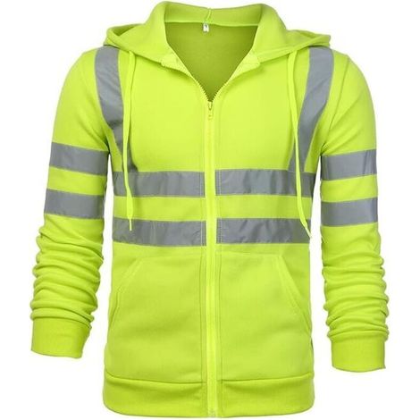 Sicherheits-kapuzenpullover Mit Reißverschluss, Reflektierende Arbeitsjacke, Warme Fleece-thermojacke – Grün – 3xl – Rapanda