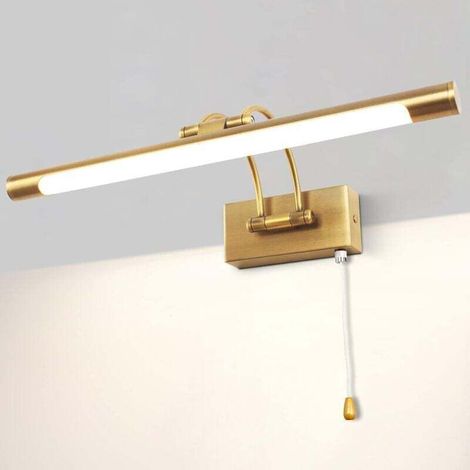 8-w-led-wandleuchte Mit Spiegelschutz (ip44), Messing, Badezimmerbeleuchtung, Innenbeleuchtung Mit Schalter, 40 Cm, 3000 K, Wandleuchte Für Bilder Und Vitrinen, Verstellbarer Arm, Leselampe