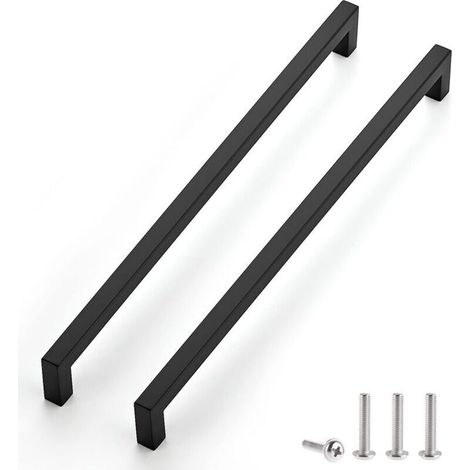 Aiducho Großhandel – 2er-pack Schwarze Möbelgriffe Mit 288 Mm Lochabstand Für Küchenschränke, Schubladengriffe Aus Edelstahl, Schwarze Türgriffe Für Küchenschränke