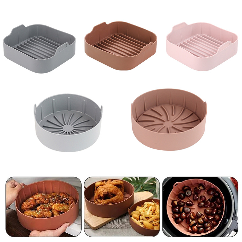 Nouvelle Poêle À Griller En Silicone Pour Friteuse À Air Chaud, Tapis De Cuisson Multifonctionnel En Silicone, Accessoires Instant Pot, Ronde, 16 Cm, Marron