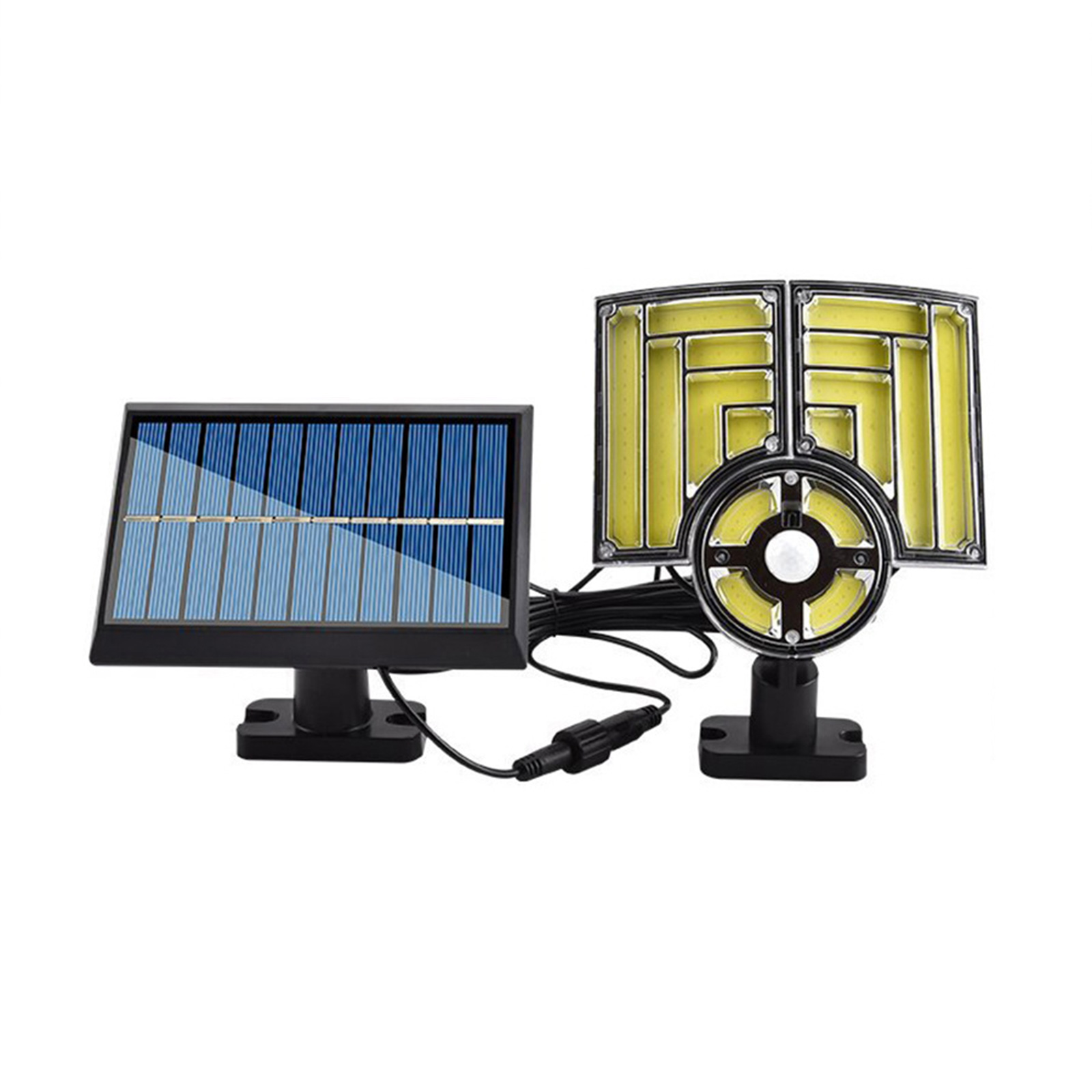 Applique Murale Solaire À Double Tête Avec Détecteur De Mouvement, Éclairage Extérieur Pour Maison, Jardin, Garage Et Rue. Éclairage Flexible Et Orientable. Batterie 1200 Mah.