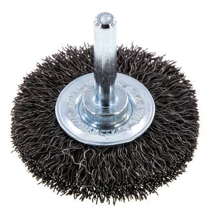 Rundbürste 50x10 mm 6 mm Schaft Stahldraht 0,3 mm geriffelt